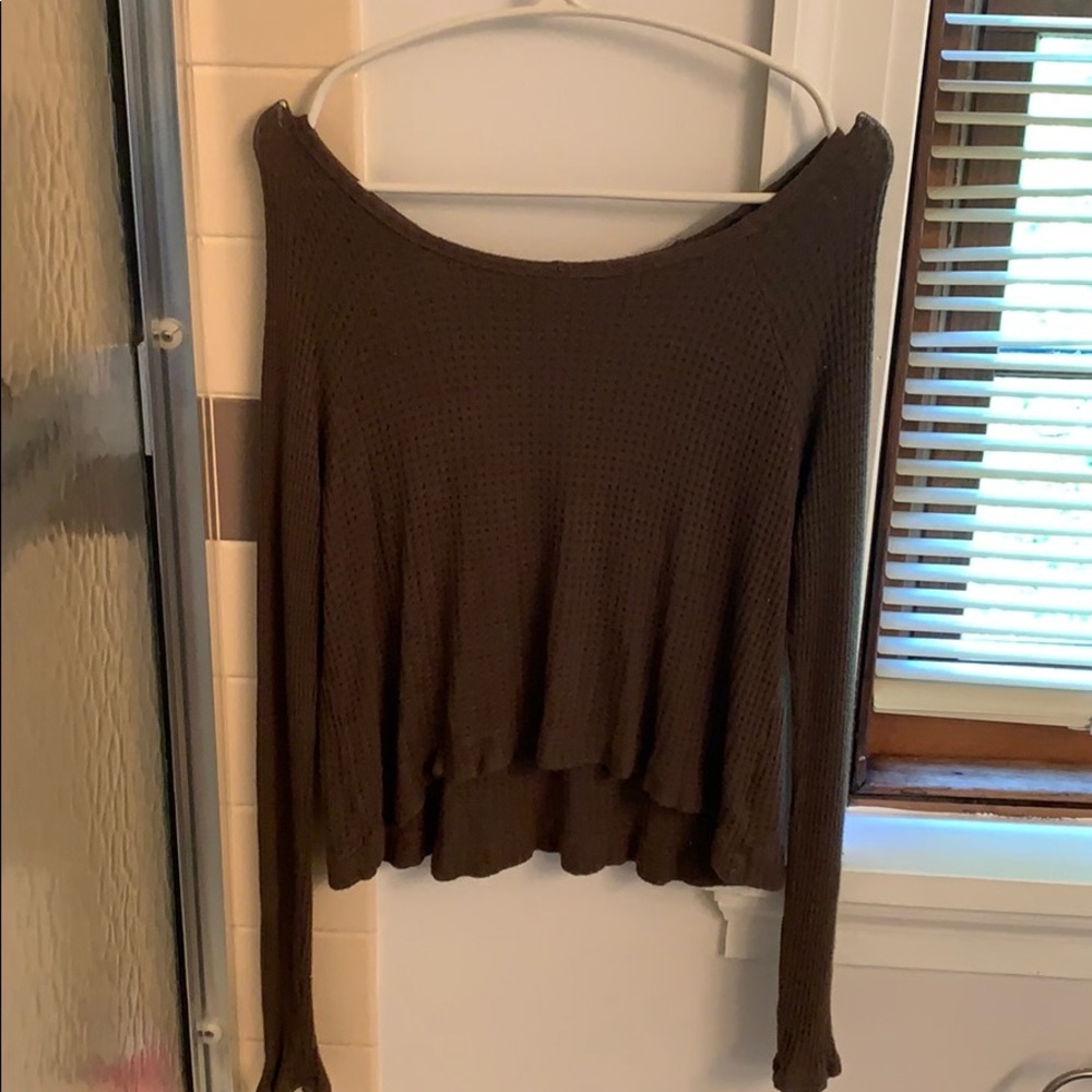 Green Waffle Long Sleeve Shirt